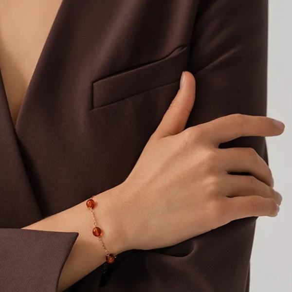 Браслет из позолоченного серебра с янтарем